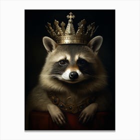 Vintage Portrait Of A Bahamian Raccoon Wearing A Crown 4 Canvas Print