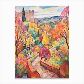 Autumn Gardens Painting Powis Castle Gardens United Kingdom 2 Canvas Print