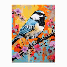 Colourful Bird Painting Carolina Chickadee 2 Canvas Print