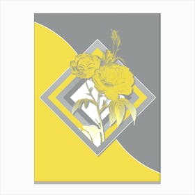 Vintage Purple Roses Botanical Geometric Art in Yellow and Gray n.391 Canvas Print