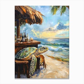 Sea Turtle At The Beach Bar 8 Canvas Print