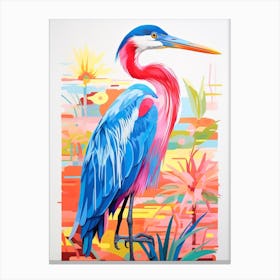 Colourful Bird Painting Great Blue Heron 1 Canvas Print