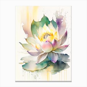 Lotus Flower, Buddhist Symbol Storybook Watercolour 1 Canvas Print