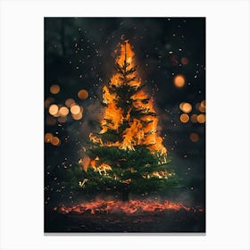 Christmas Tree On Fire Canvas Print