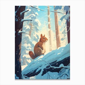 Winter Gray Squirrel 3 Illustration Canvas Print