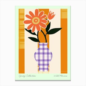 Spring Collection Wild Flowers Orange Tones In Vase 4 Canvas Print