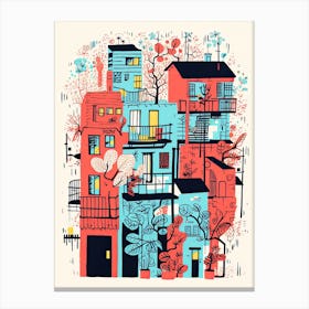 A House In Tokyo, Abstract Risograph Style 1 Canvas Print