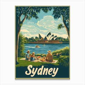 Aihrgdesign A Retro Travel Poster For Sydney 1 Canvas Print