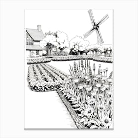 Windmill In The Garden 4 Canvas Print