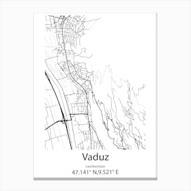 Vaduz,Liechtenstein Minimalist Map Canvas Print