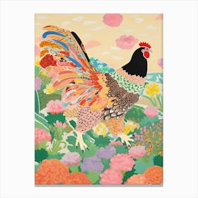 Maximalist Bird Painting Chicken 3 Canvas Print