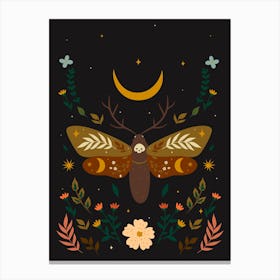 Moon Moth Scandinavian Boho Canvas Print