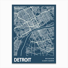 Detroit Blueprint City Map 1 Canvas Print