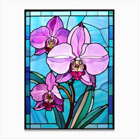 Orchids In Stained Glass Canvas Print