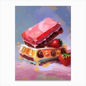 Strawberry Cake Oil Painting 4 Canvas Print