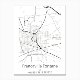 Francavilla Fontana,Italy Minimalist Map Canvas Print