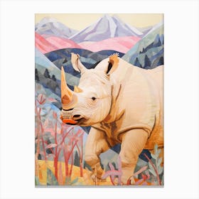 Patchwork Rhino Warm Colours 1 Canvas Print