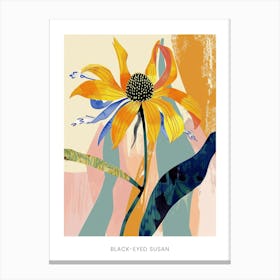 Colourful Flower Illustration Poster Black Eyed Susan 3 Canvas Print