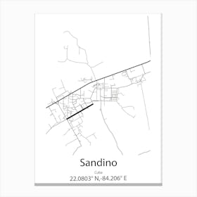 Sandino,Cuba Minimalist Map Canvas Print