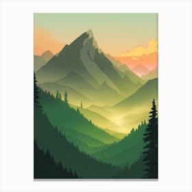 Misty Mountains Vertical Background In Green Tone 35 Canvas Print