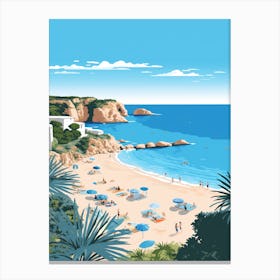 A Screen Print Of Cala Comte Beach Ibiza Spain 1 Canvas Print