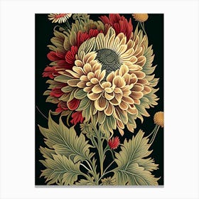 Chrysanthemum 2 Floral Botanical Vintage Poster Flower Canvas Print
