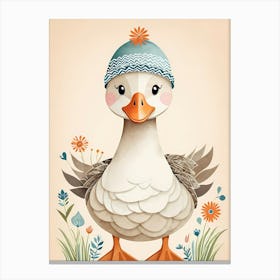 Floral Cute Baby Goose Nursery Illustration (22) Canvas Print