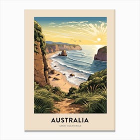 Great Ocean Walk Australia 2 Vintage Hiking Travel Poster Canvas Print
