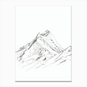 Kangchenjunga Nepalindia Line Drawing 1 Canvas Print