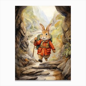Bunny Hicking Rabbit Prints Watercolour 5 Canvas Print