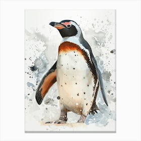 Humboldt Penguin Carcass Island Watercolour Painting 2 Canvas Print