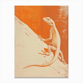 Orange Chuckwalla Lizard Block Print 4 Canvas Print
