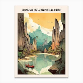 Gunung Mulu National Park Midcentury Travel Poster Canvas Print