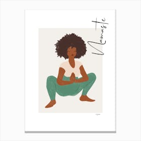 Namaste V - person, yoga, namaste, silhouette, self love, minimalistic, pastel, boho, spirituality, yoga pose, yogi, mural, illustration, fine art, mindfulness Canvas Print