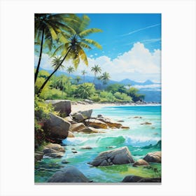 A Painting Of Anse Cocos, La Digue Seychelles 3 Canvas Print
