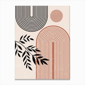 Geometric Shapes Lines Curves Foliage Leaves Canvas Print