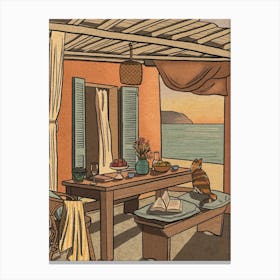 Sunset Beach House Canvas Print