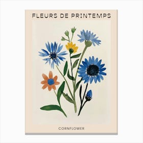 Spring Floral French Poster  Cornflower 1 Canvas Print