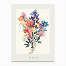 Bluebonnet 2 Collage Flower Bouquet Poster Canvas Print