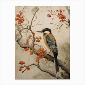 Dark And Moody Botanical Kingfisher 1 Canvas Print
