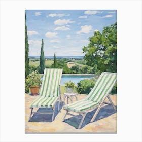 Sun Lounger By The Pool In French Countryside 3 Canvas Print