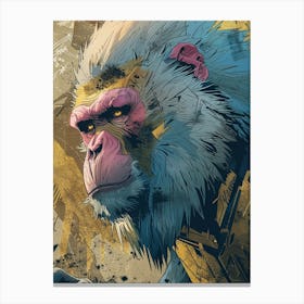 Baboon Precisionist Illustration 3 Canvas Print