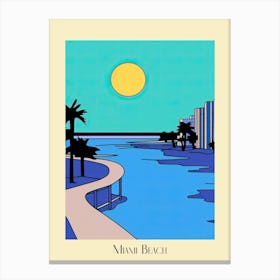 Poster Of Minimal Design Style Of Miami Beach, Usa 6 Canvas Print