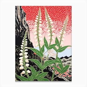 Suzuran Lily Of The Valley Vintage Botanical Woodblock Canvas Print
