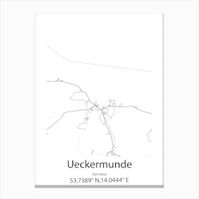 Ueckermunde,Germany Minimalist Map Canvas Print