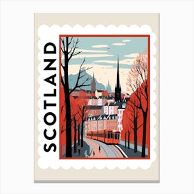 Retro Winter Stamp Poster Edinburgh Scotland 4 Canvas Print