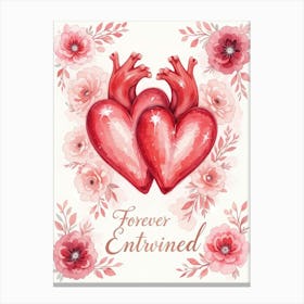 Forever Enchanted Twin Heart Floral Valentine Canvas Print