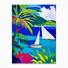 Bequia Island Saint Vincent And The Grenadines Colourful Painting Tropical Destination Canvas Print