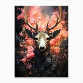 Deer With Flowers 2 Canvas Print