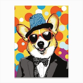 Super Cool Corgi Illustration Pop 19 Canvas Print